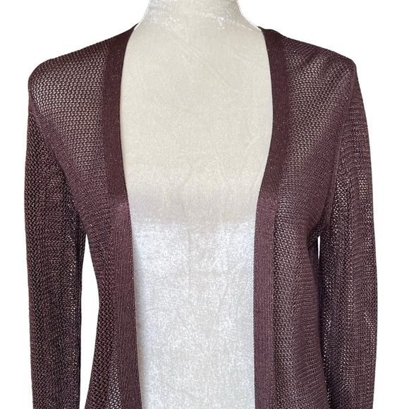 White House Black Market Women’s Open Knit Net Shimmer Cardigan Size XS Brown - Picture 4 of 10